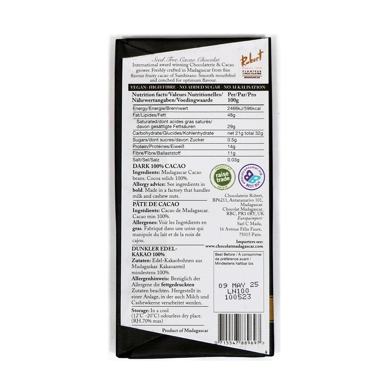 Chocolat Madagascar Fine Dark 100%