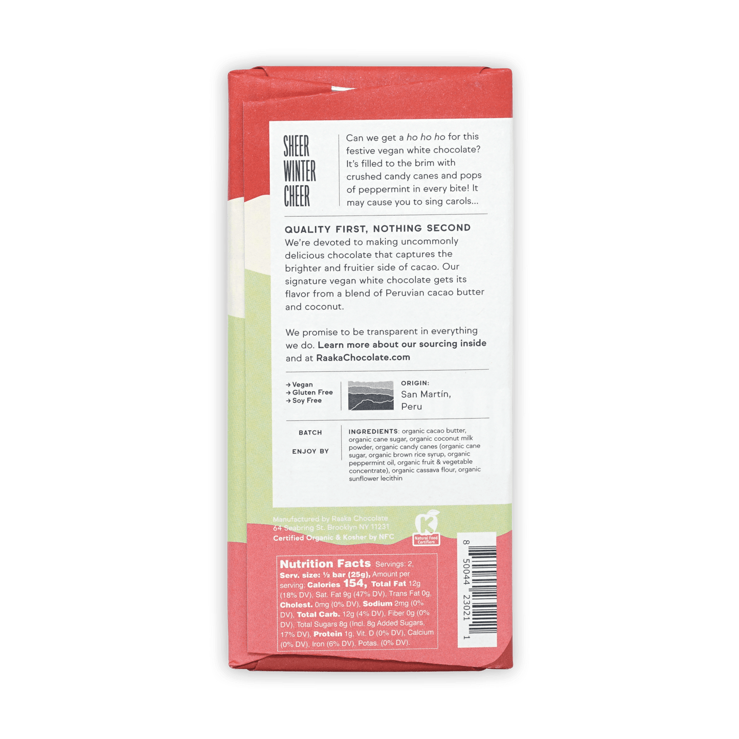 Raaka Candy Cane Vegan White Chocolate (Seasonal Release)