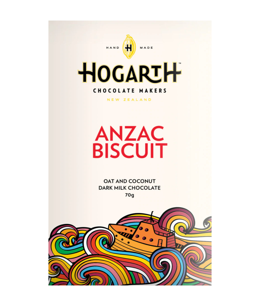 Hogarth Chocolate ANZAC Biscuit Dark Milk Chocolate Bar