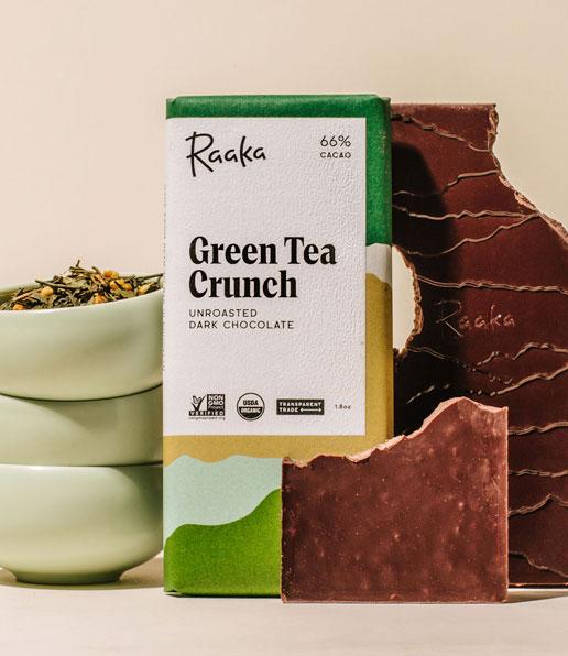 Raaka Chocolate Green Tea Crunch 66%